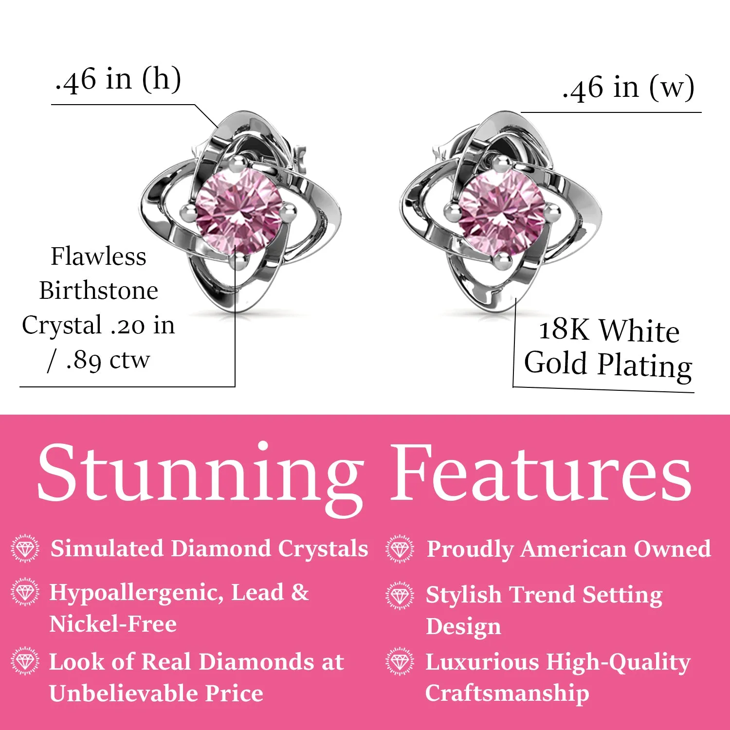 Infinity October Birthstone Peridot Earrings 18k White Gold Plated Silver Birthstone Earrings with Swarovski Crystals