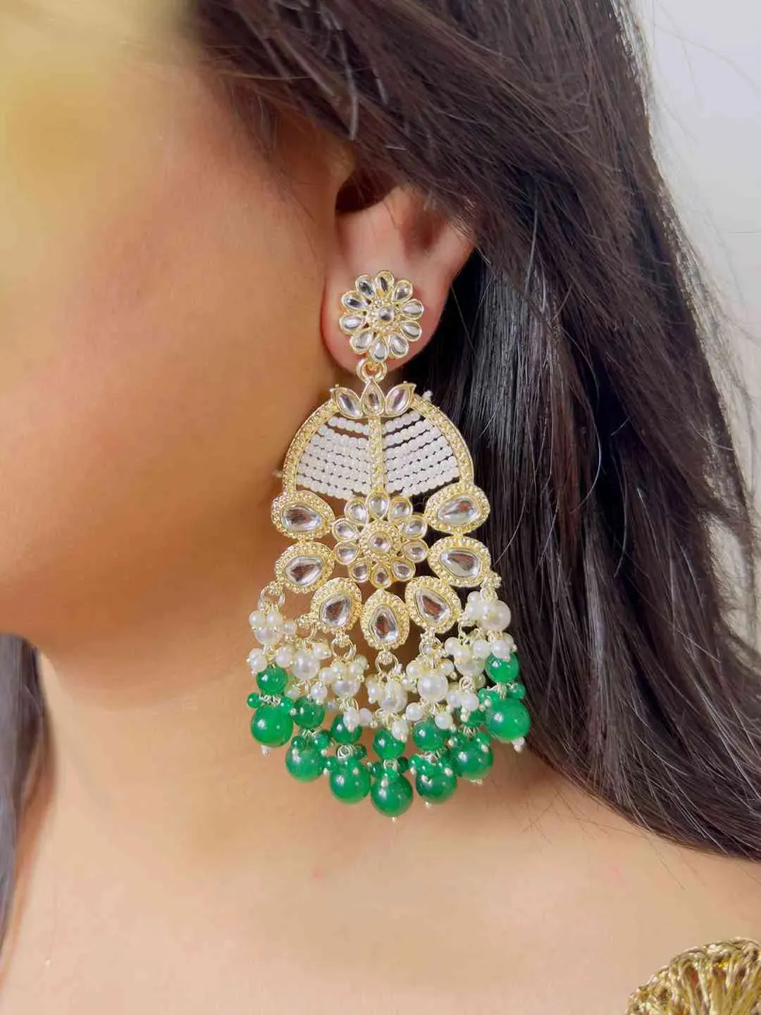 Ivory White Statement Kundan Earrings
