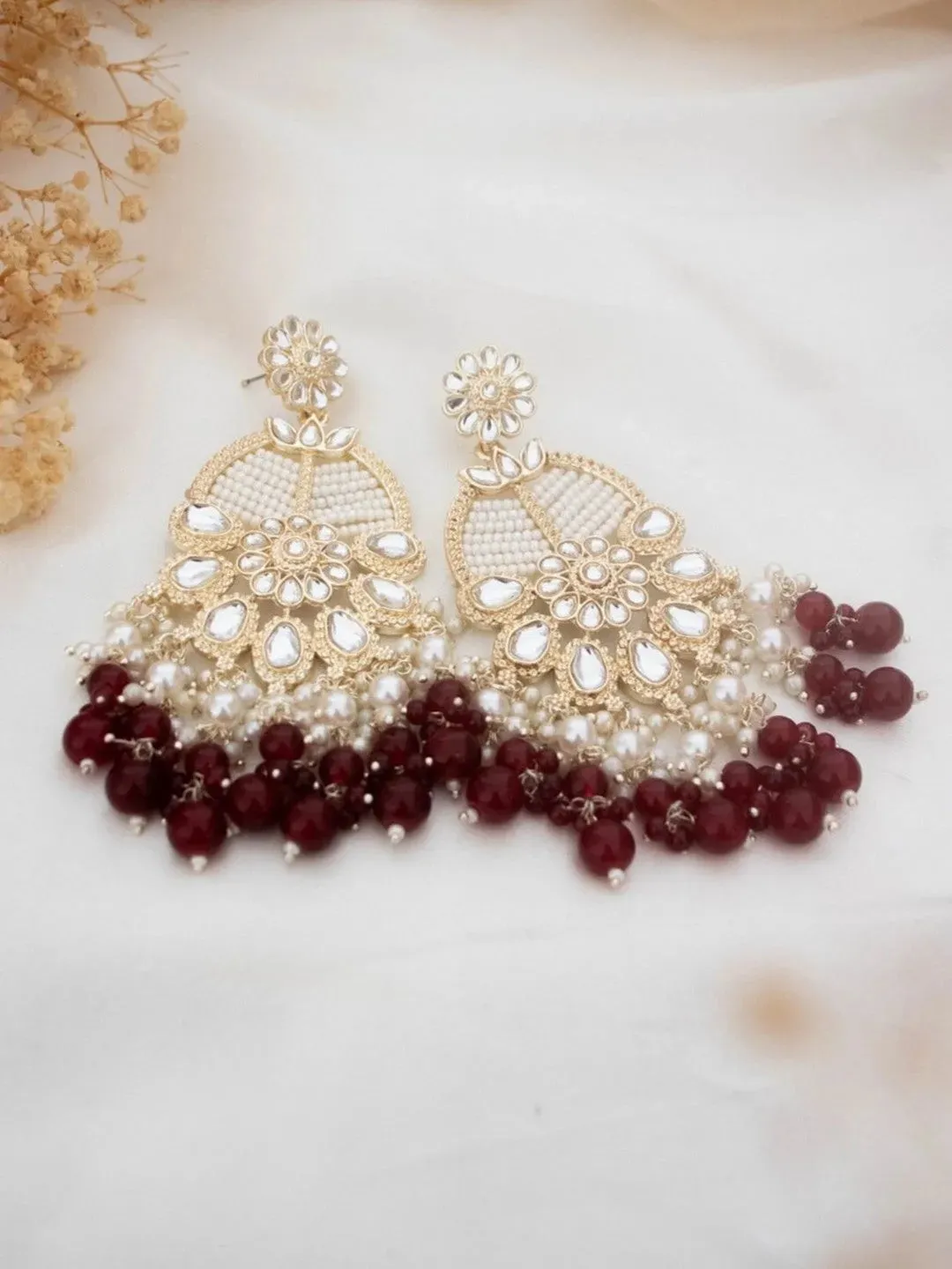 Ivory White Statement Kundan Earrings
