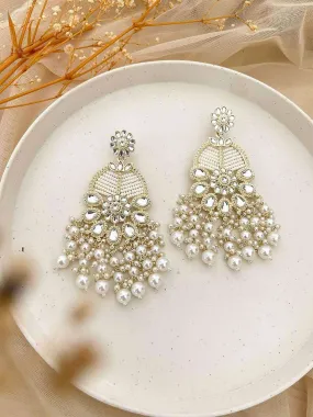 Ivory White Statement Kundan Earrings