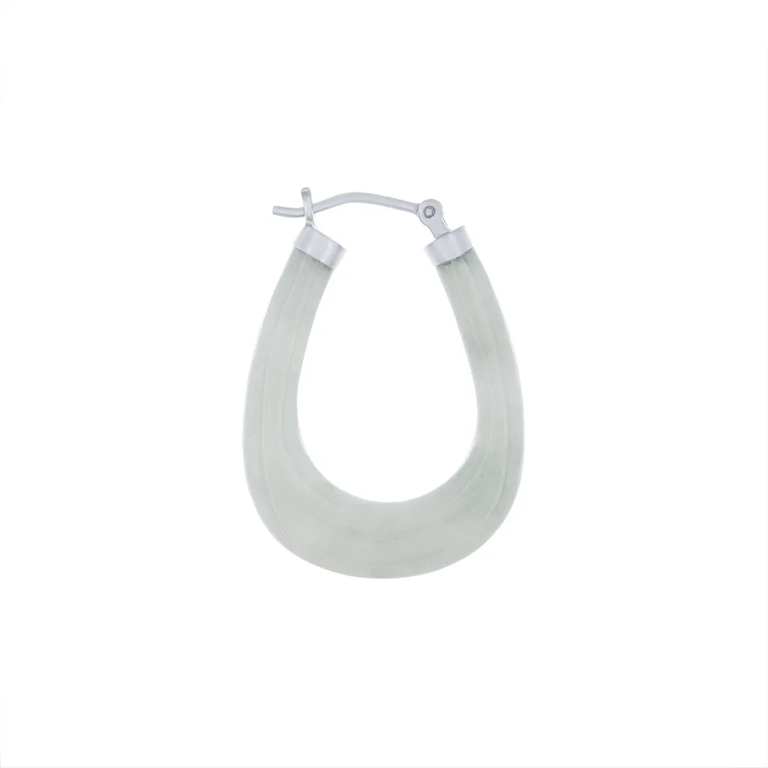 Jade Oval Hoop Earrings in Sterling Silver