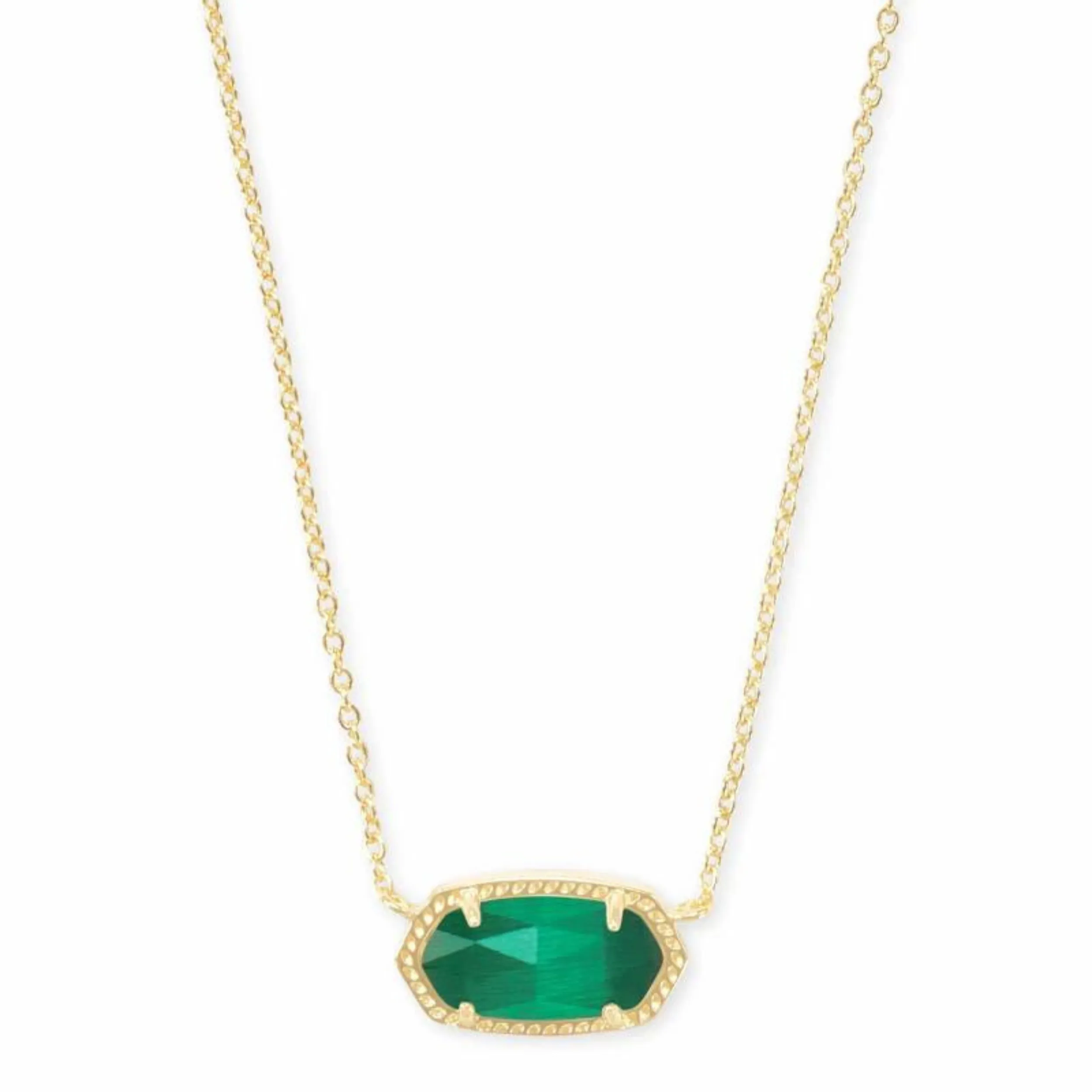 Kendra Scott |  Elisa Gold Pendant Necklace in Emerald Cat's Eye