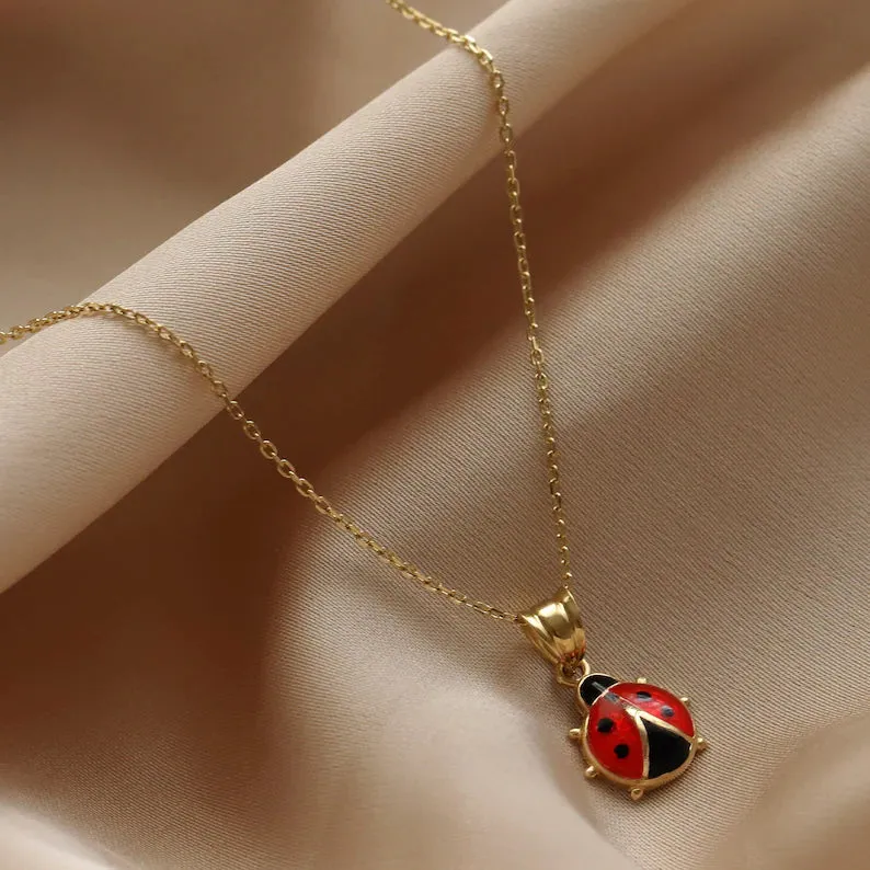 Ladybug Necklace Gold Plating