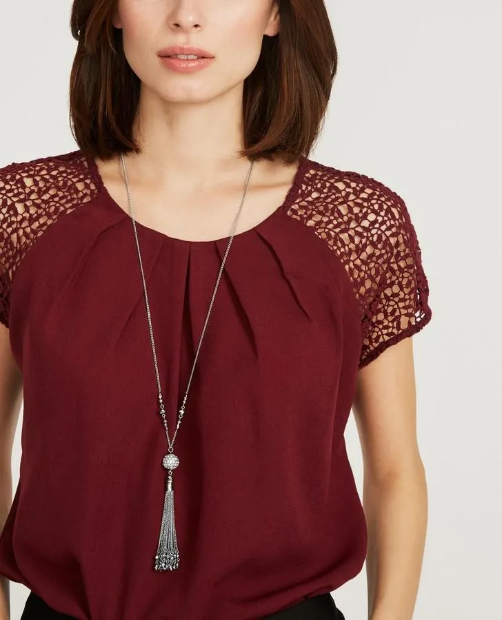 Long Diamante Ball Necklace