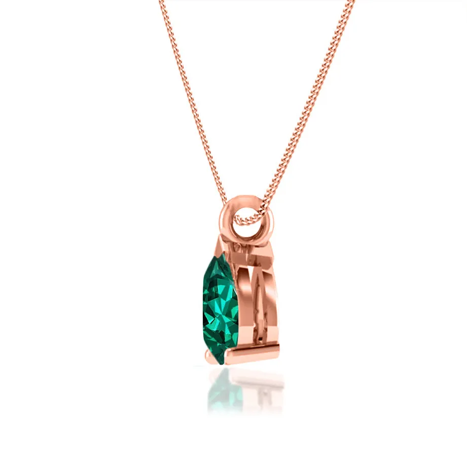 LUCINDA - Pear Emerald 3 Claw Pendant 18k Rose Gold