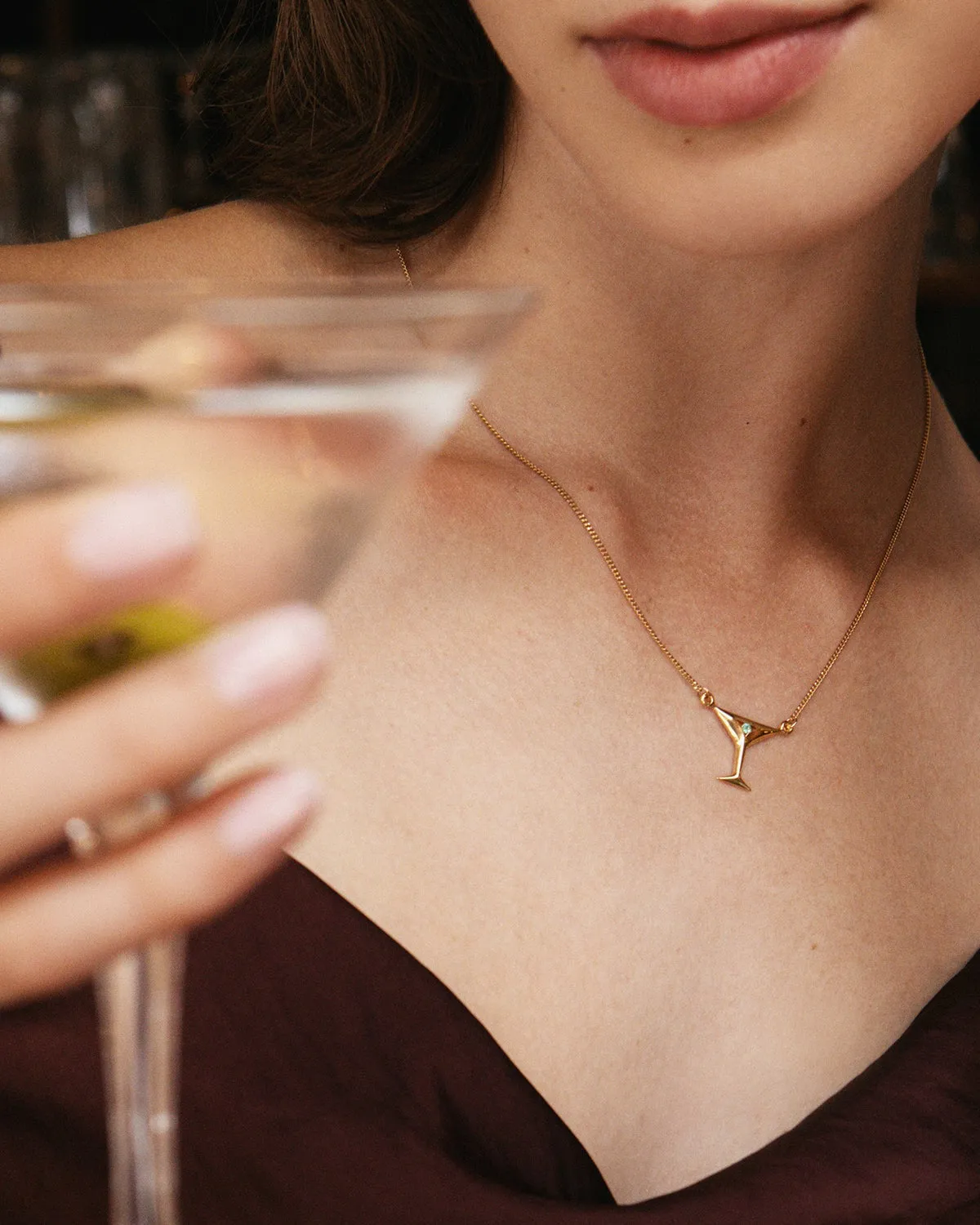 Martini Necklace | Emerald & Gold