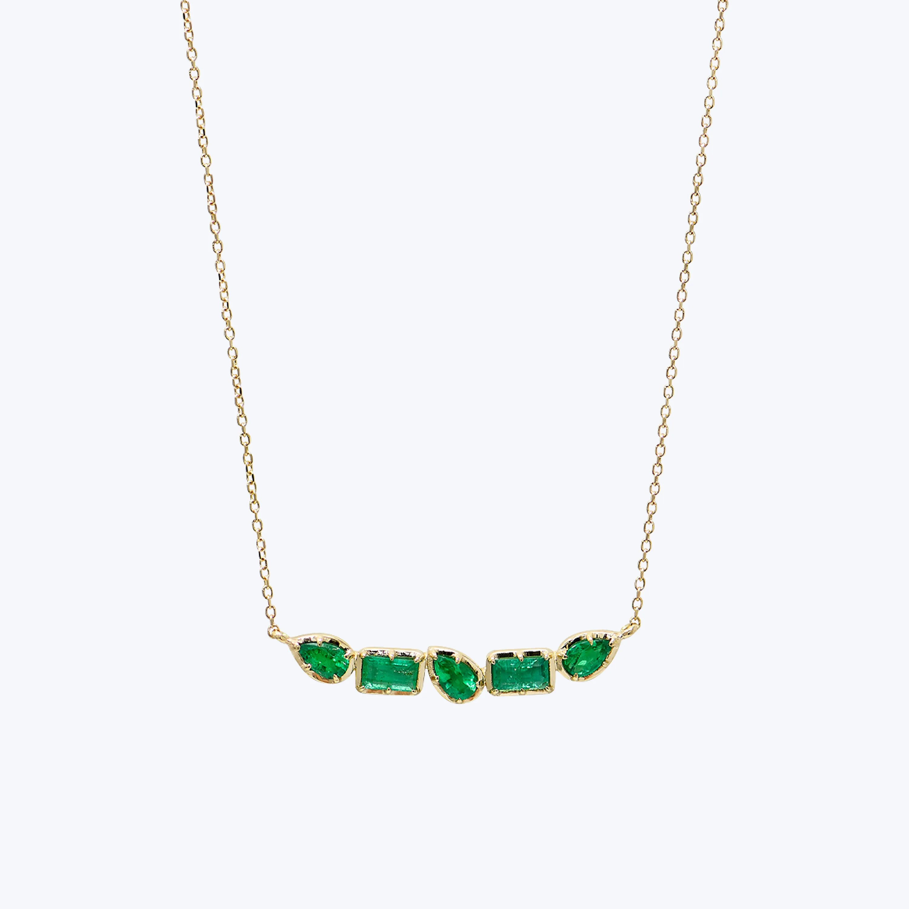 Melia Linea Bar Checkerboard Emerald Necklace