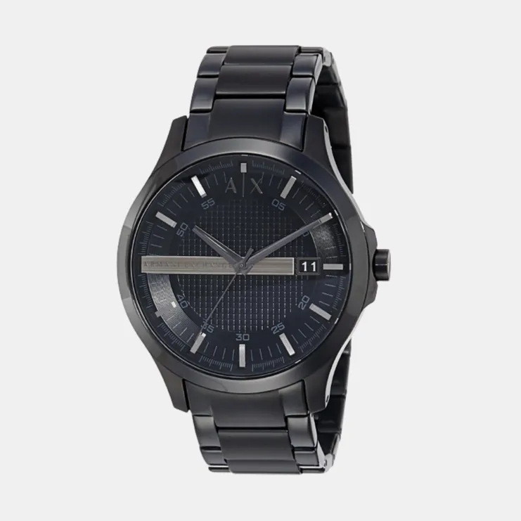 Men's Black Analog Stainless Steel Watch AX2104I
