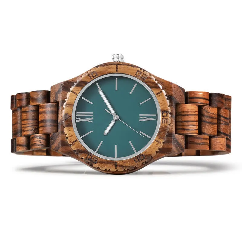 Men's Roman Numerals Quartz Natural Wooden Watch