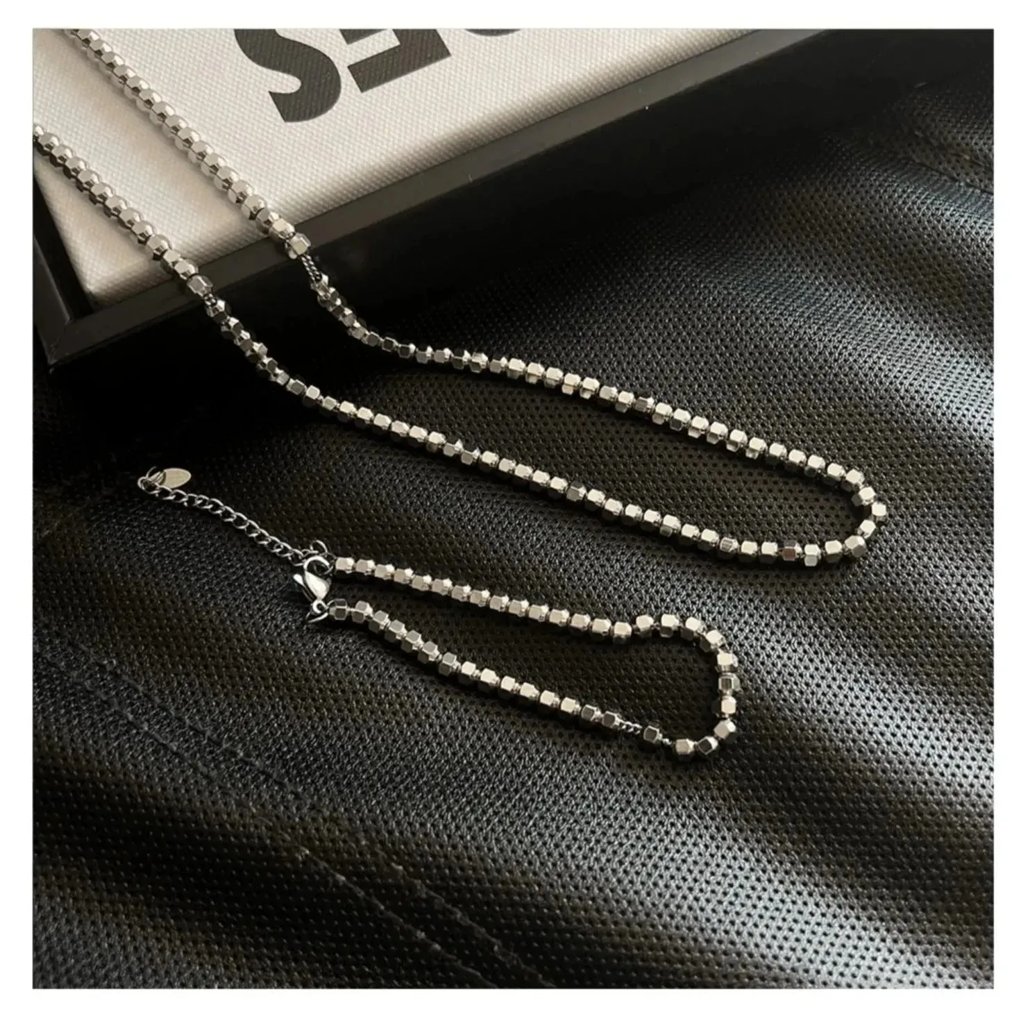 Metal Beads Stitching Necklace & Bracelet
