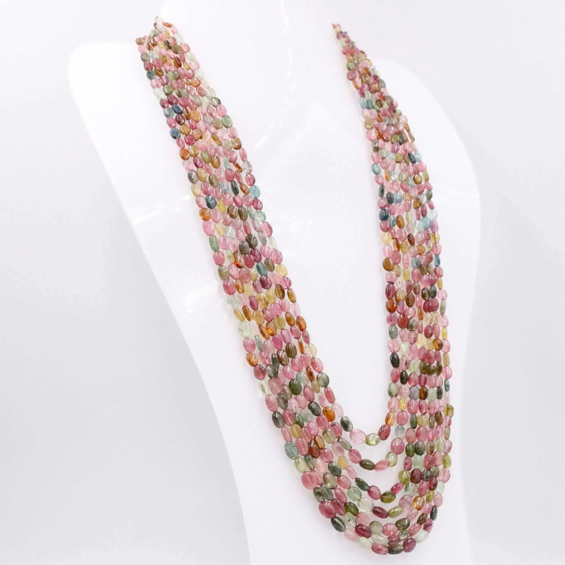 Multi Color Tourmaline Necklace Layered Necklace Oval Bead Necklace Long Necklace Sarafa Necklace Indian Necklace SKU 6143232
