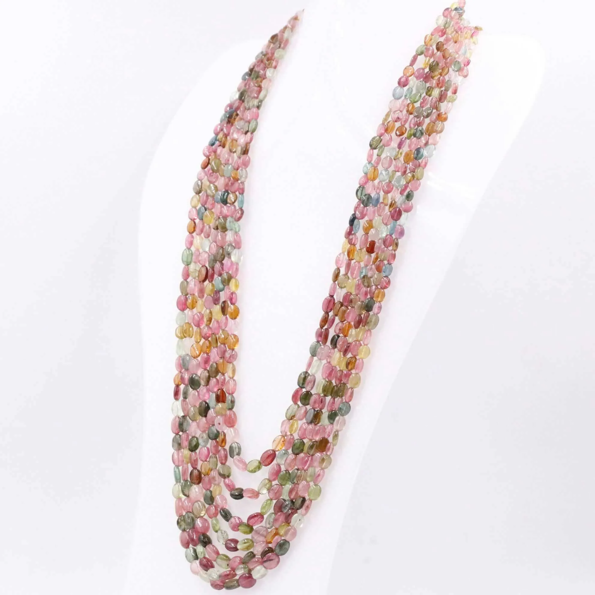 Multi Color Tourmaline Necklace Layered Necklace Oval Bead Necklace Long Necklace Sarafa Necklace Indian Necklace SKU 6143232