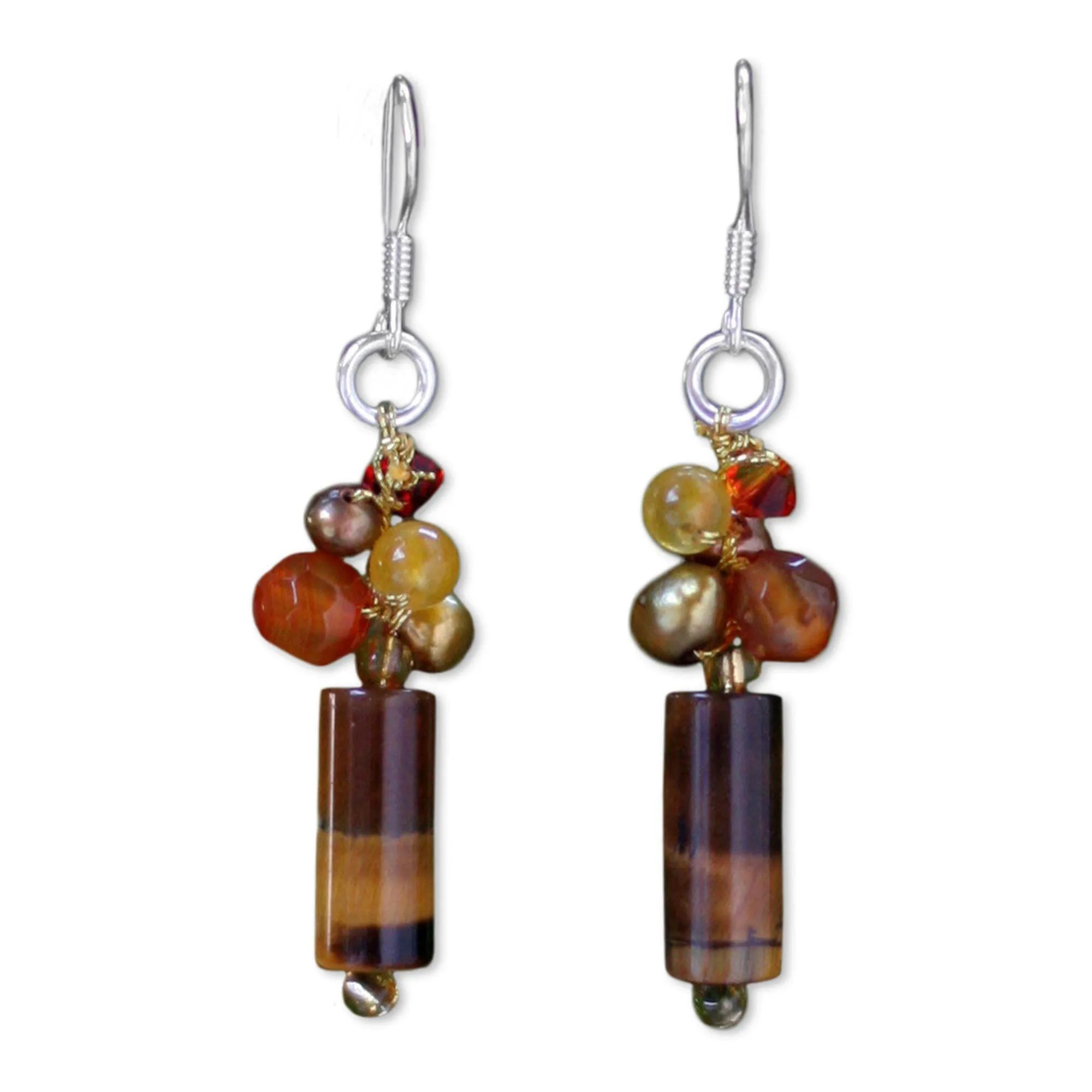 Multi-Gem & Pearl Beaded Earrings
