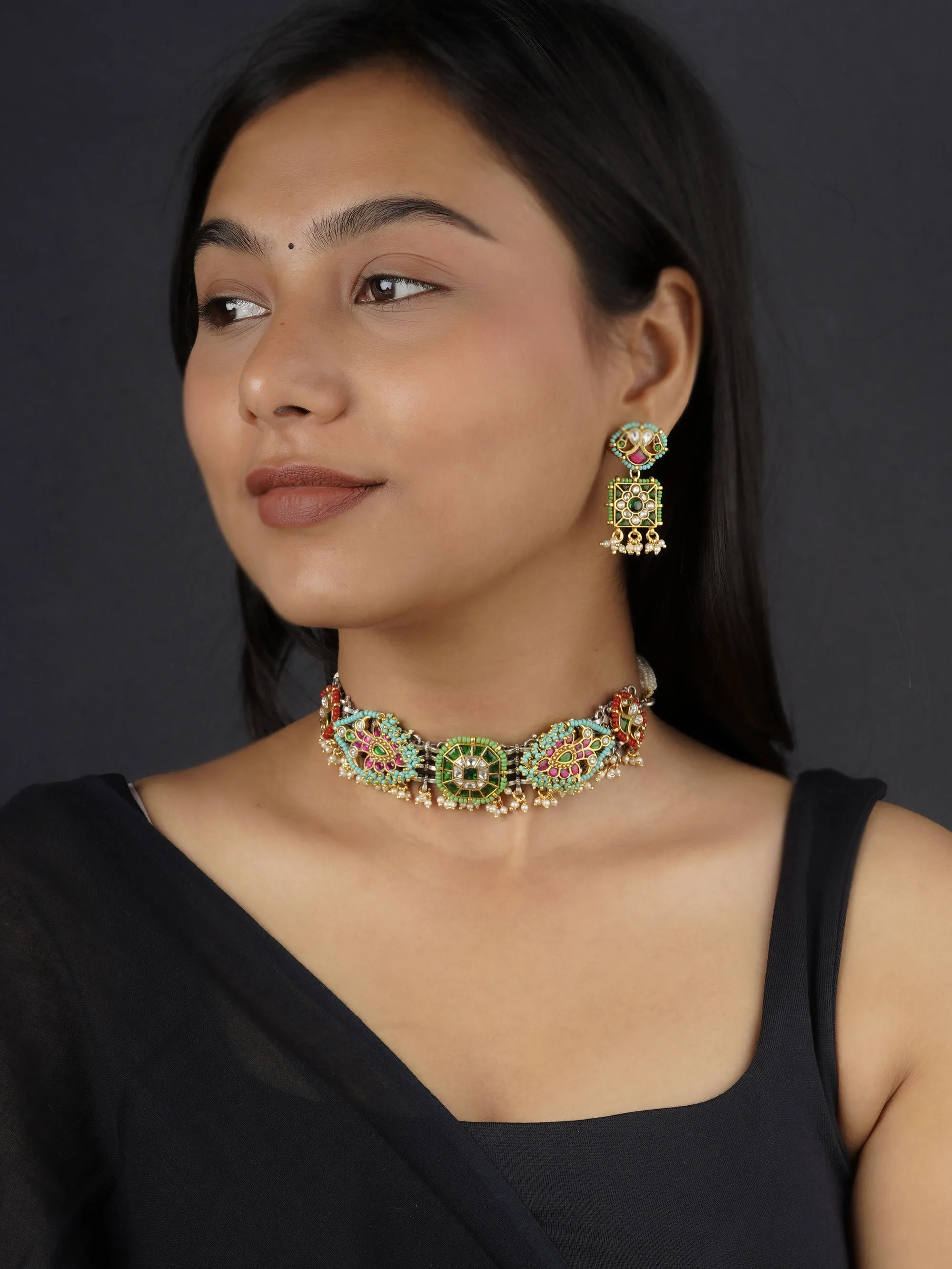 Multicolor Tribal Necklace Set - EK-SFSET260M