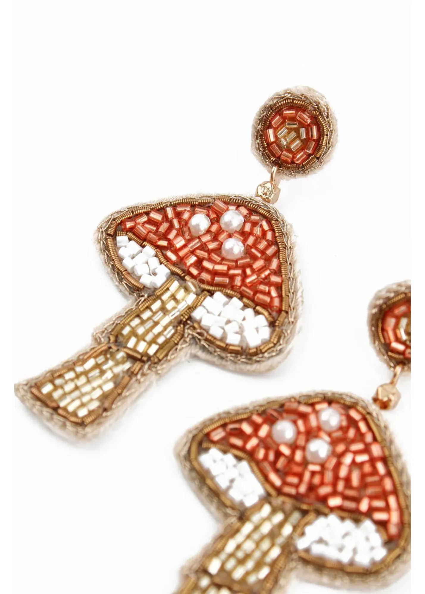 My Doris - Copper Mushroom Beaded Earrings