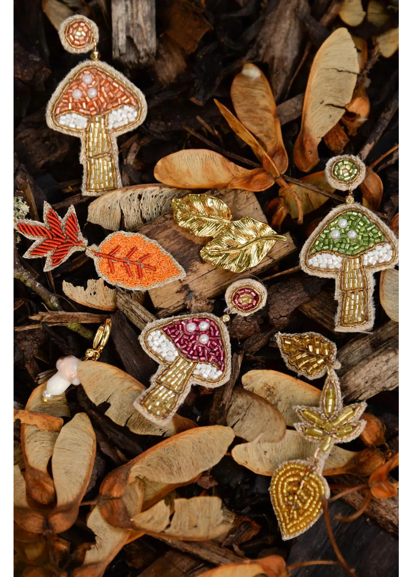 My Doris - Copper Mushroom Beaded Earrings