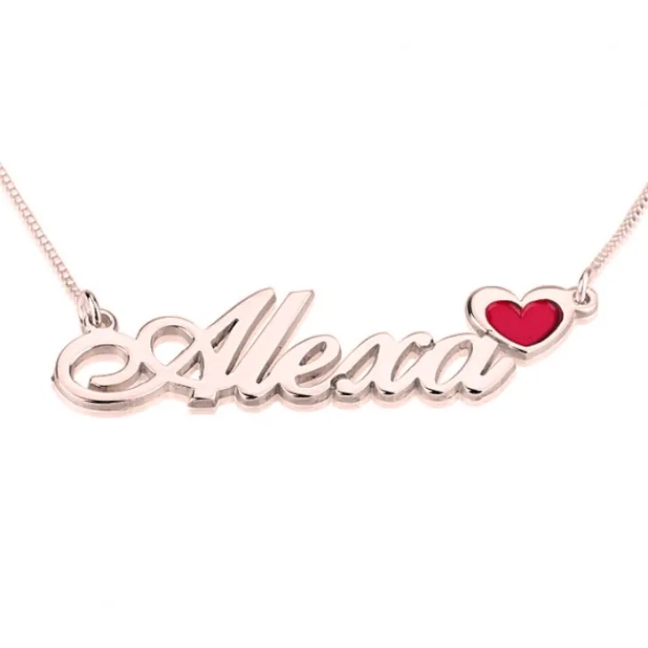 Name Necklace with Coloured Symbols Rose Gold Plated