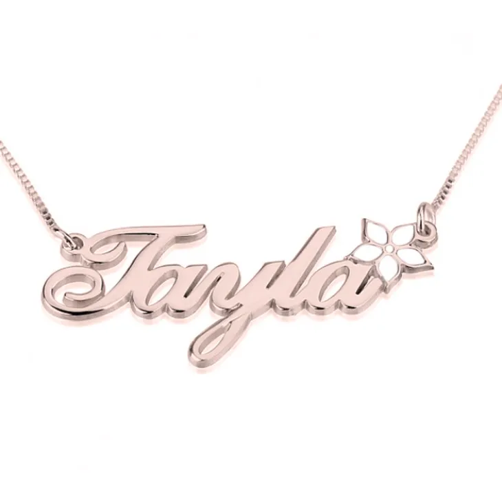 Name Necklace with Coloured Symbols Rose Gold Plated