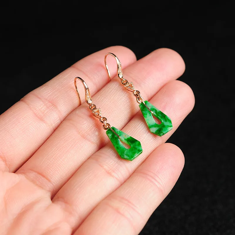 Natural Jade Earrings Jadeite Gold Earrings EG16