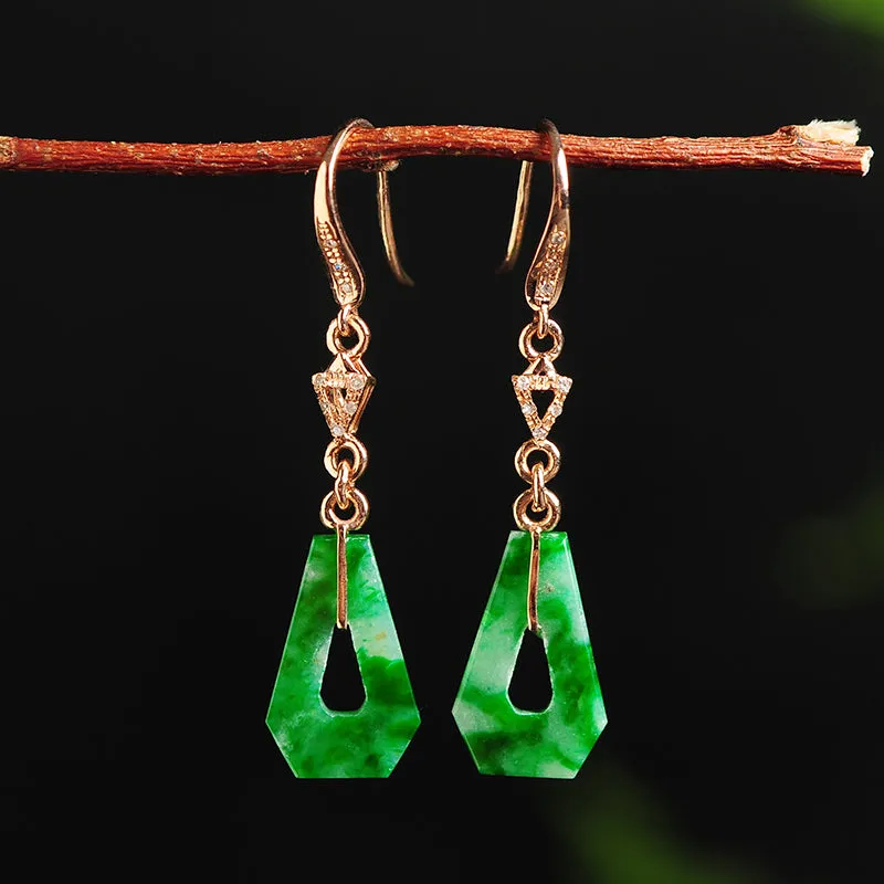 Natural Jade Earrings Jadeite Gold Earrings EG16