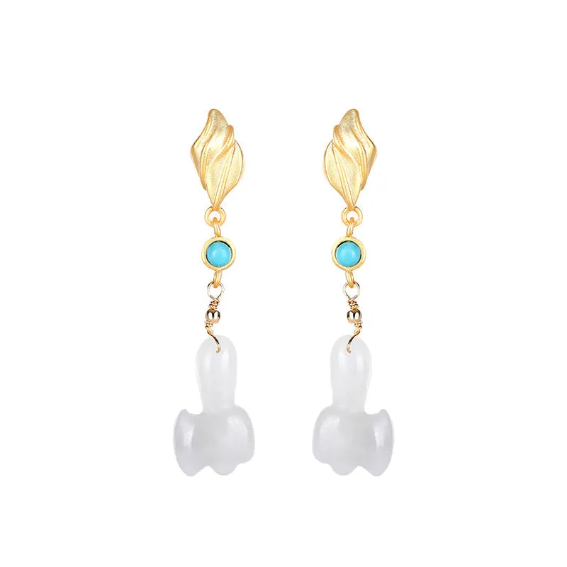 Natural Jade Earrings Nephrite Silver Earrings ZNE367