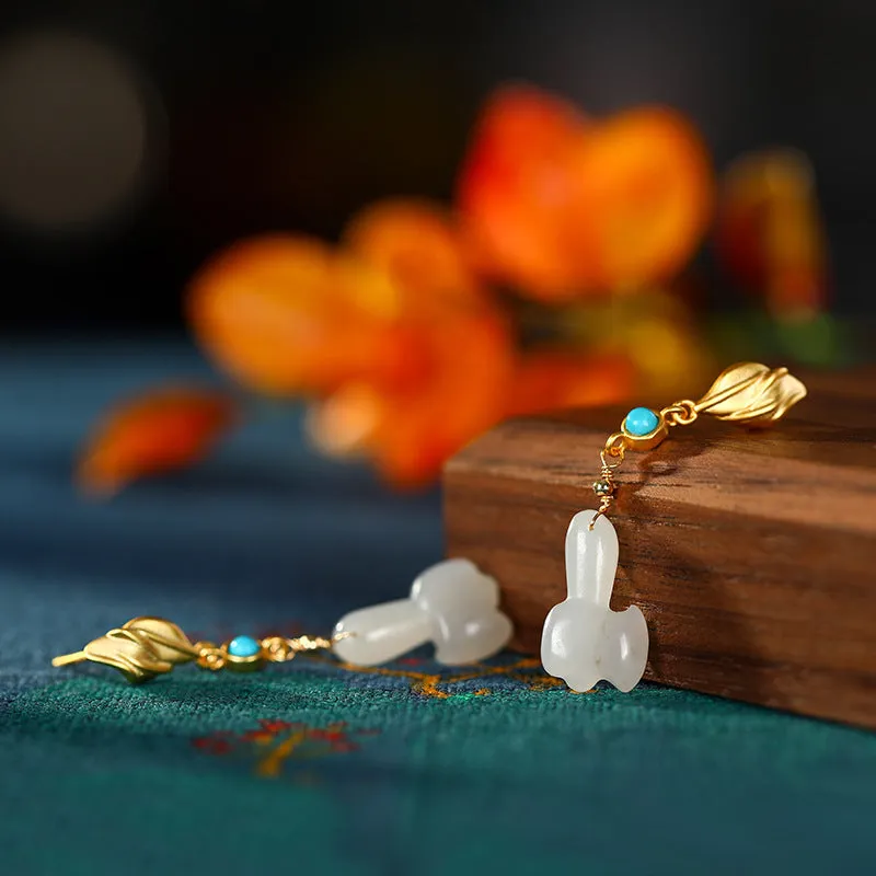 Natural Jade Earrings Nephrite Silver Earrings ZNE367
