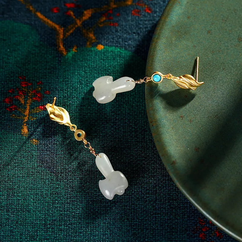 Natural Jade Earrings Nephrite Silver Earrings ZNE367