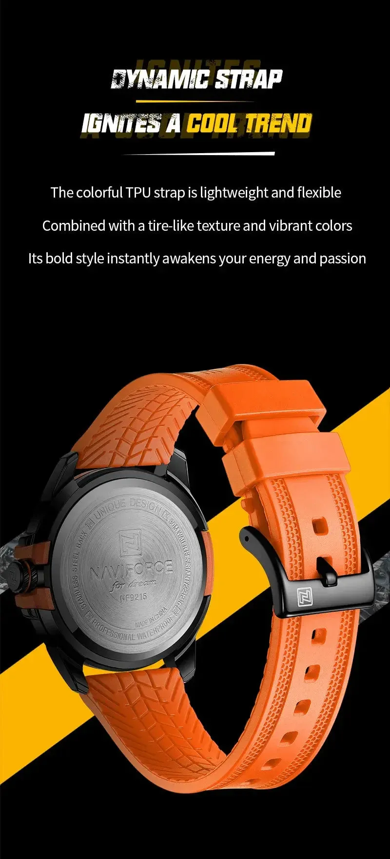 NAVIFORCE Creative TPU Strap Sports Wristwatch