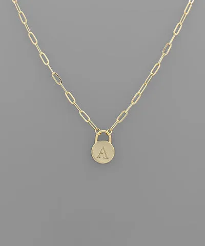 Padlock Initial Necklace