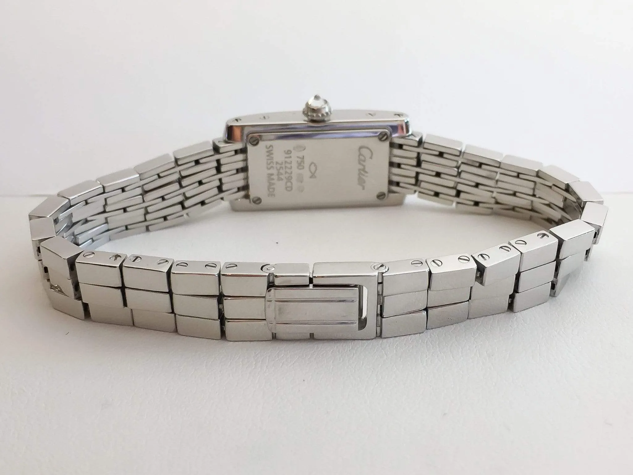 Pre-Owned Lanieres Allongee Cartier 18K White Gold Diamond Case Quartz Watch W15364W3 Pre-Owned