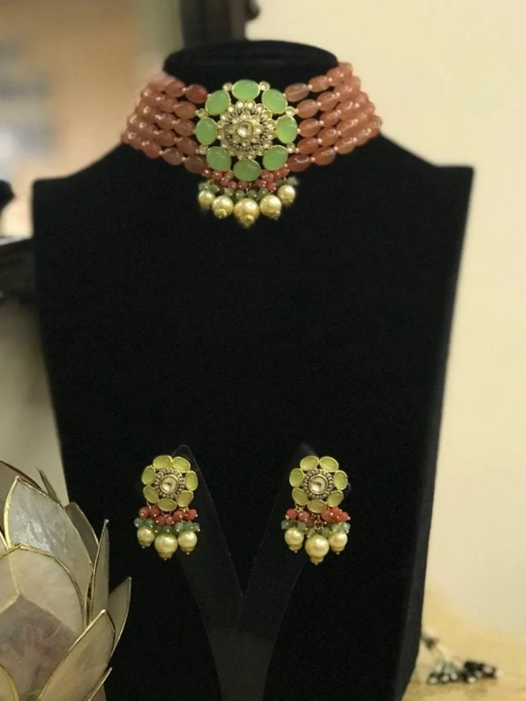 Precious Choker Beaded Necklace Set
