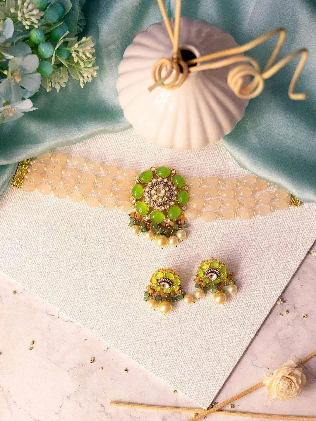 Precious Choker Beaded Necklace Set