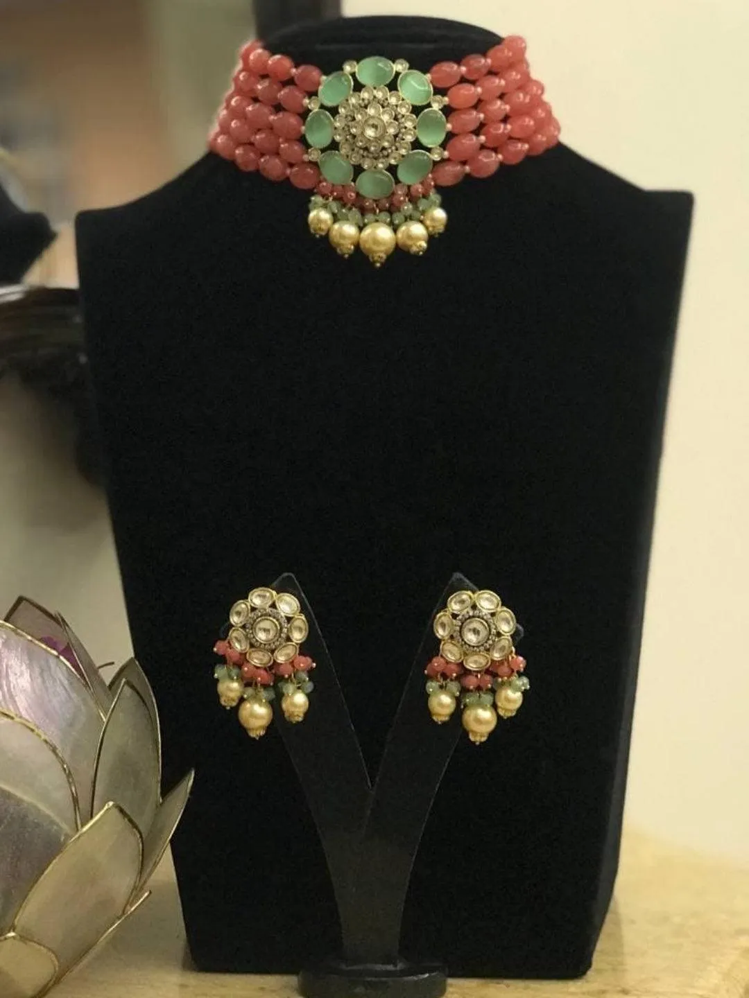 Precious Choker Beaded Necklace Set