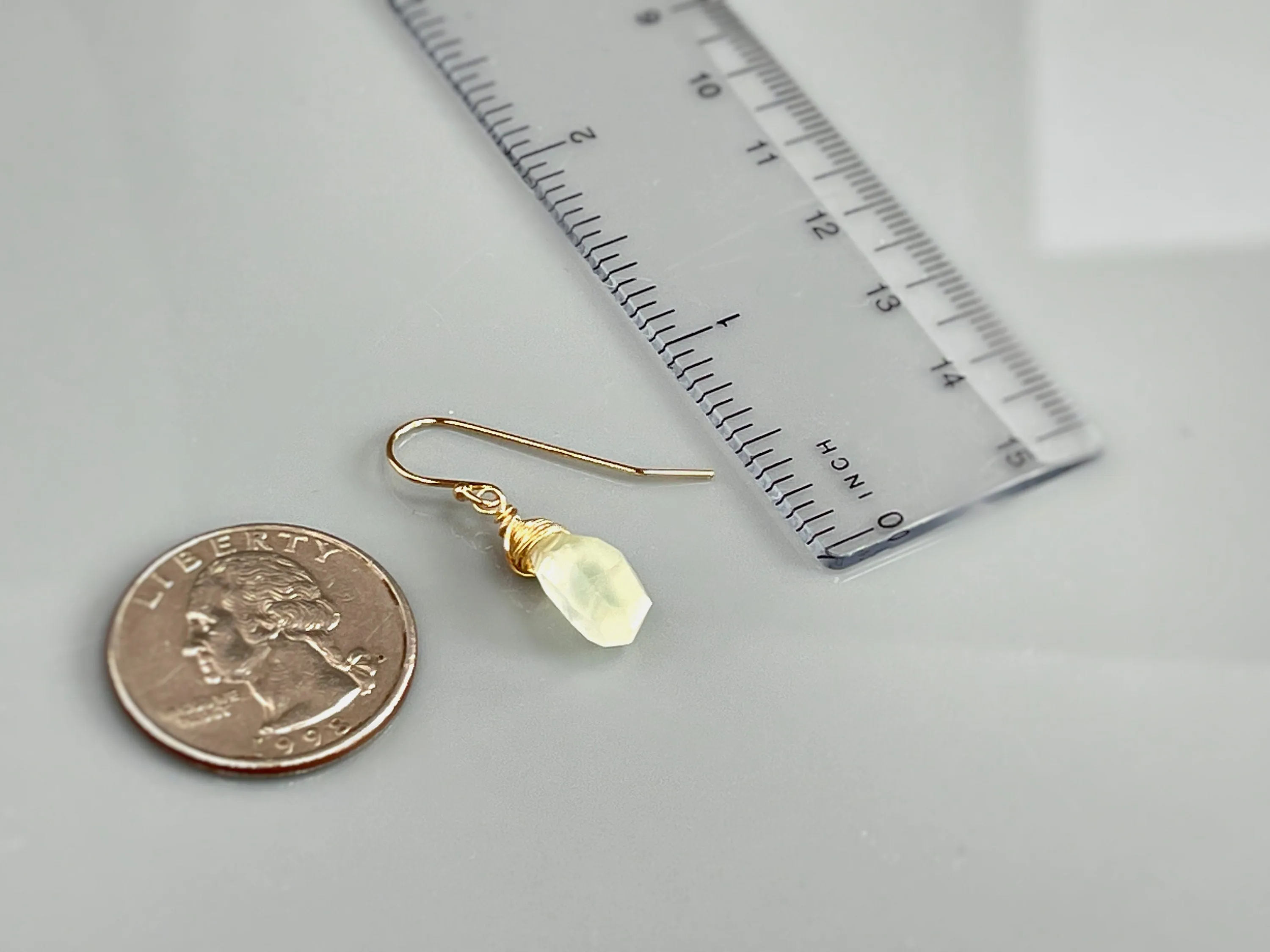 Prehnite Earrings Sterling Silver, Gold Fill, Rose Gold