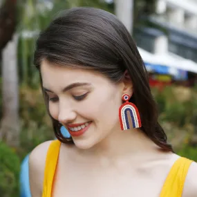 Rainbow USA Bead Dangle Earrings