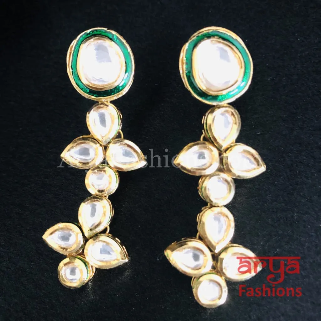 Rani Bridal Polki Kundan Emerald Meenakari Necklace/ Indian Wedding Jewelry