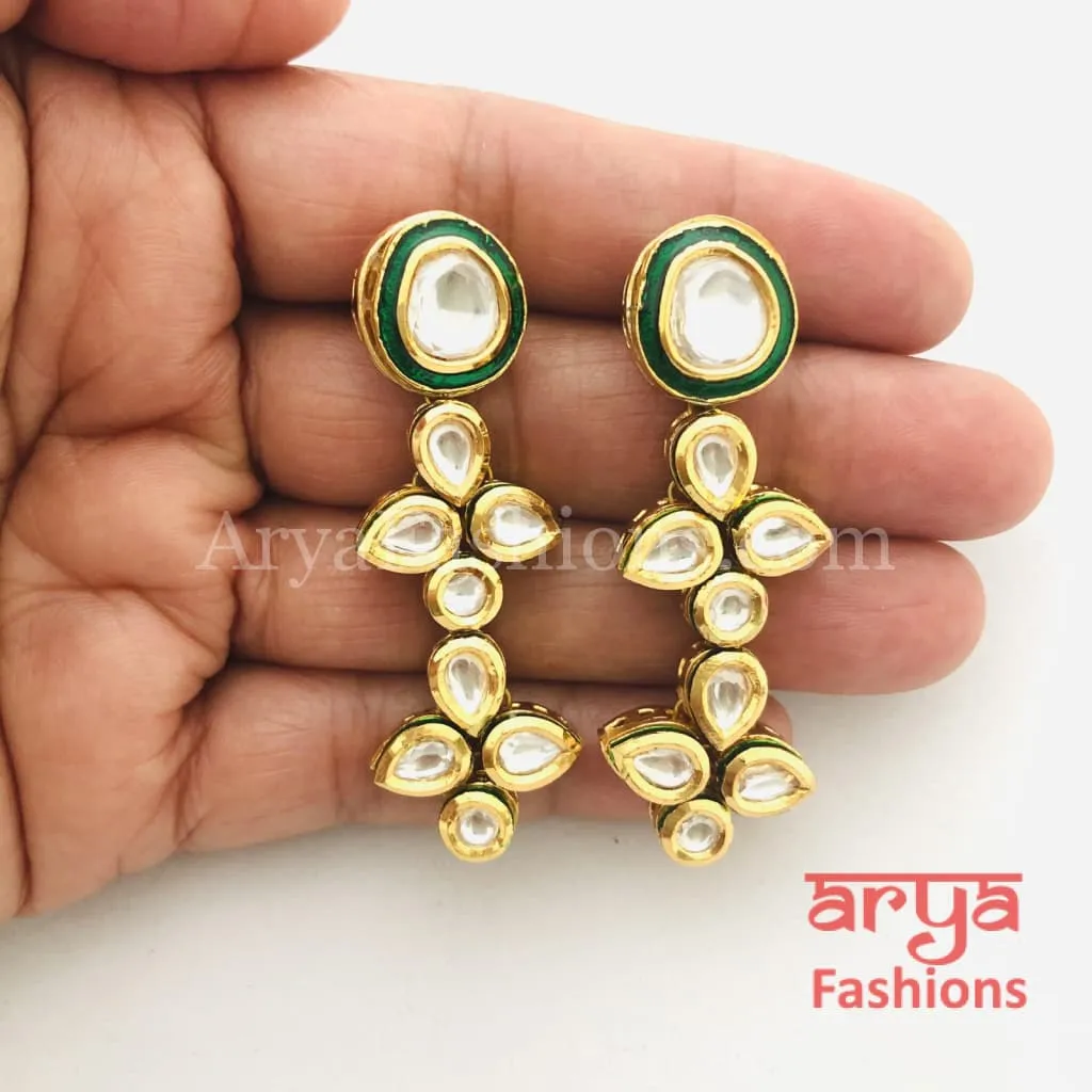 Rani Bridal Polki Kundan Emerald Meenakari Necklace/ Indian Wedding Jewelry