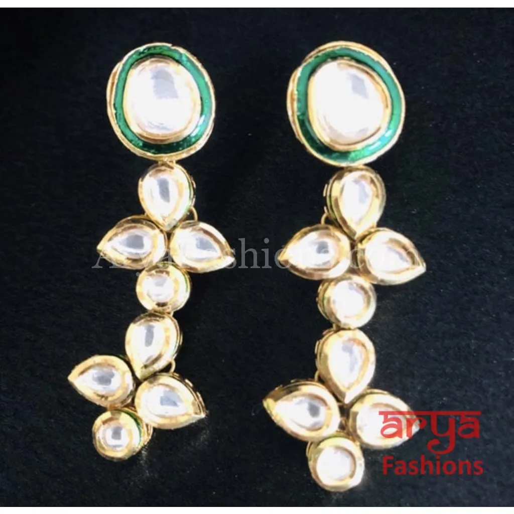 Rani Bridal Polki Kundan Emerald Meenakari Necklace/ Indian Wedding Jewelry