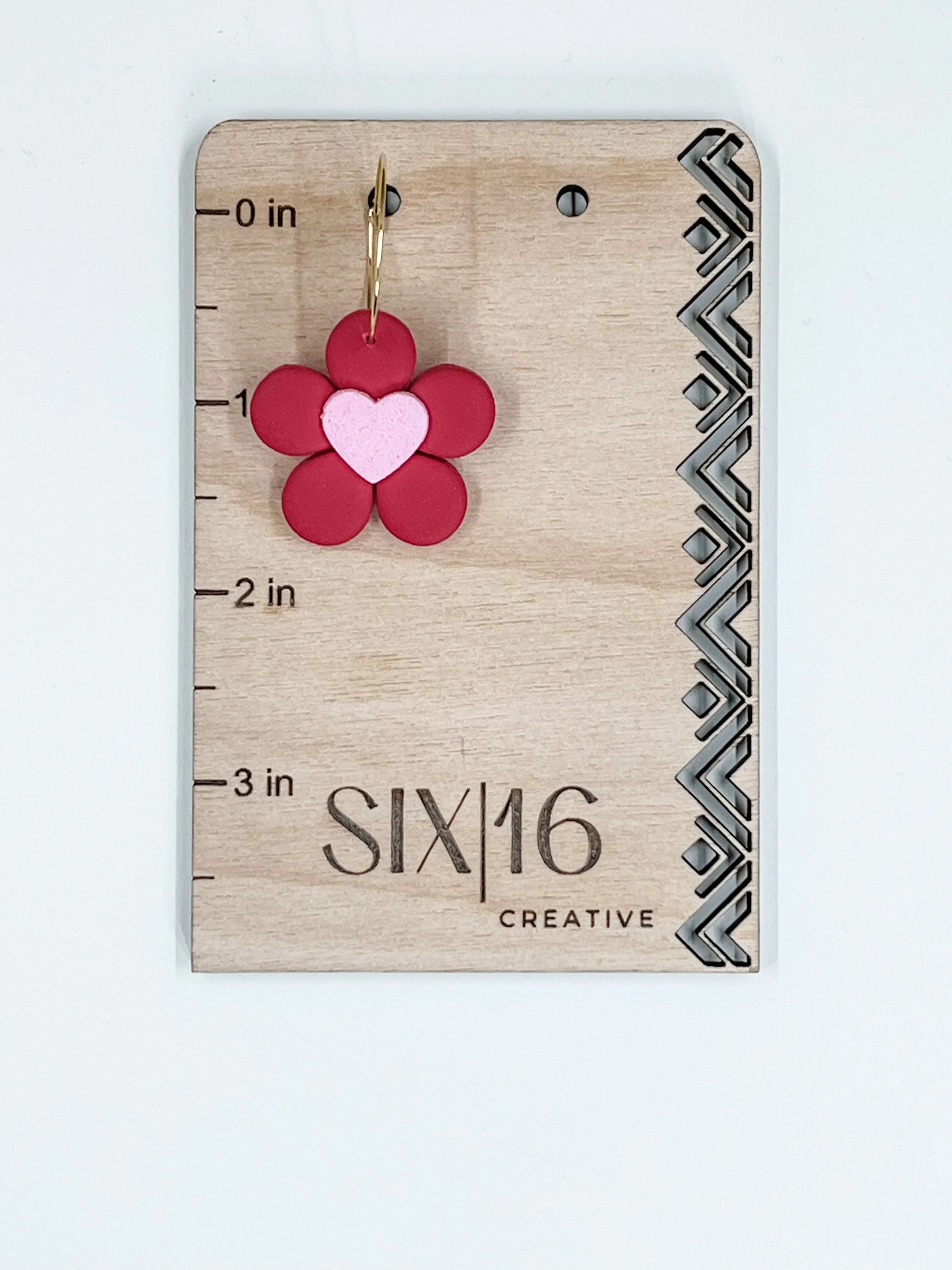 Red Flower Clay Earrings