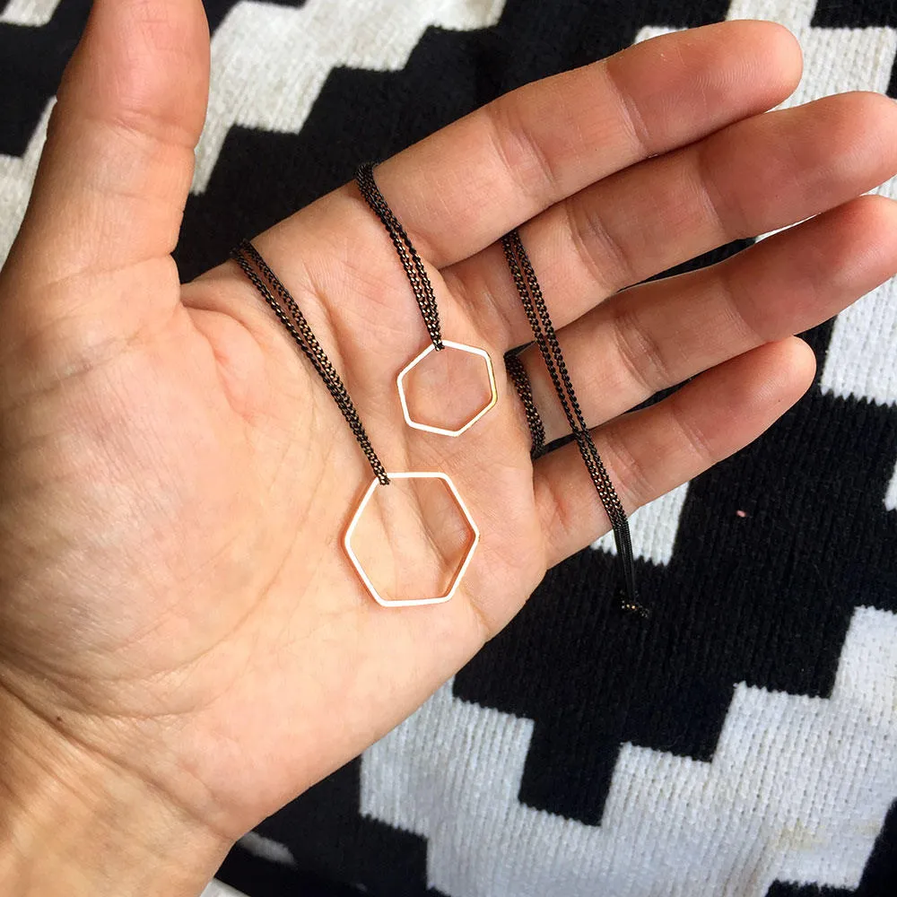 Rose Gold Hexagon Necklace