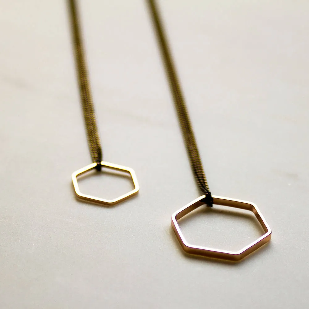 Rose Gold Hexagon Necklace
