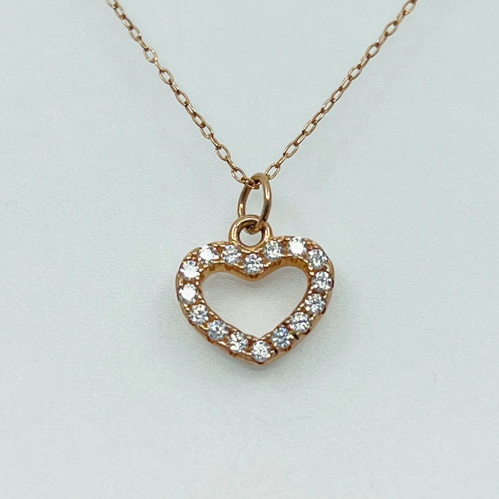 Rose Gold sterling silver cubic zirconia heart necklace GM133