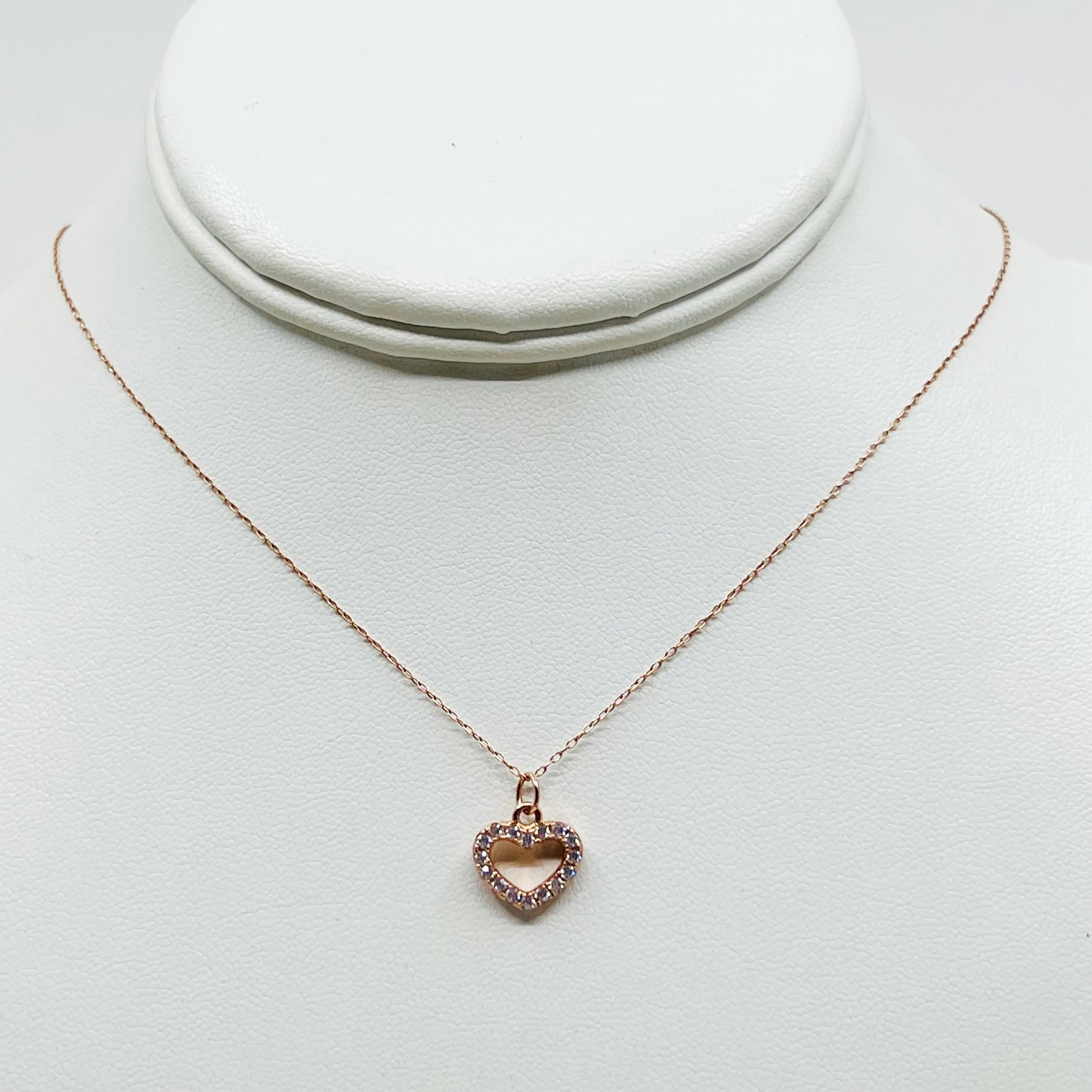 Rose Gold sterling silver cubic zirconia heart necklace GM133
