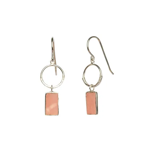 Rose Quartz with Hand Hammered Circle Earring