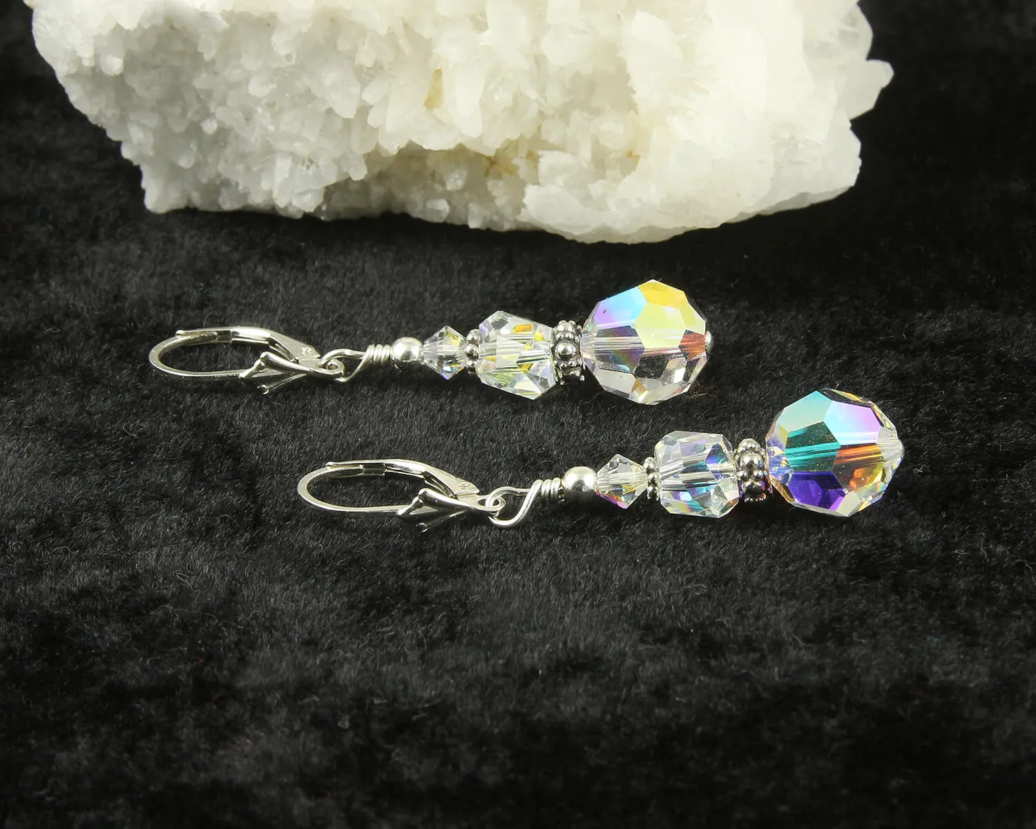 Shimmery Crystal Drop Beaded Earrings