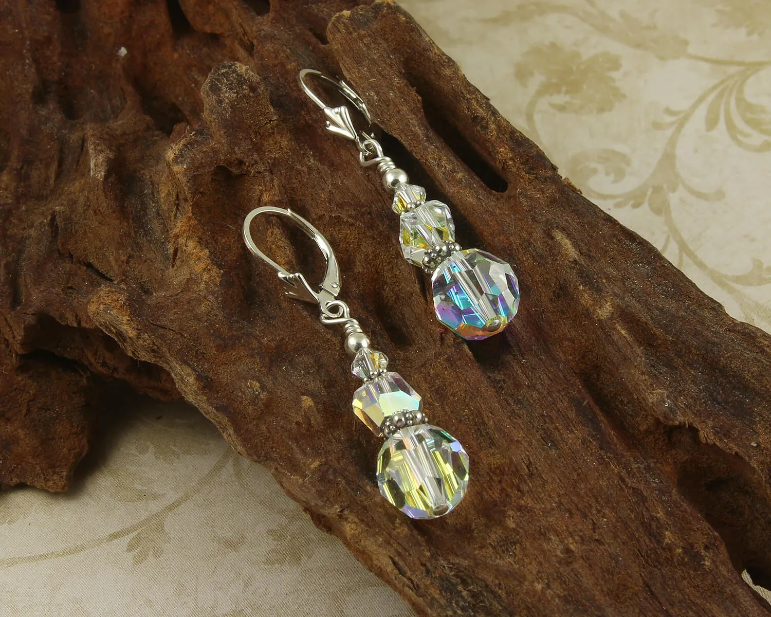 Shimmery Crystal Drop Beaded Earrings