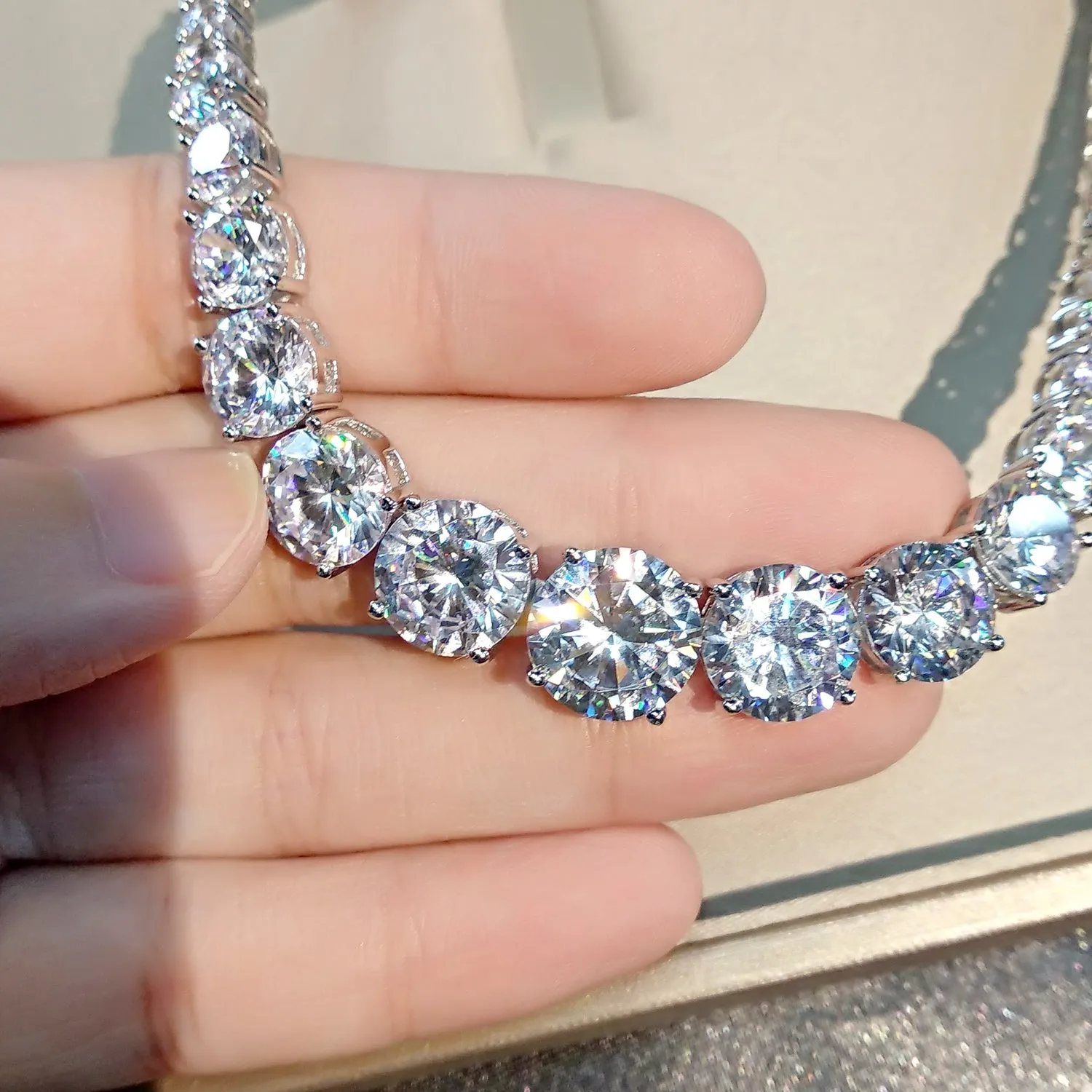 Silver Diamond Necklace For Women