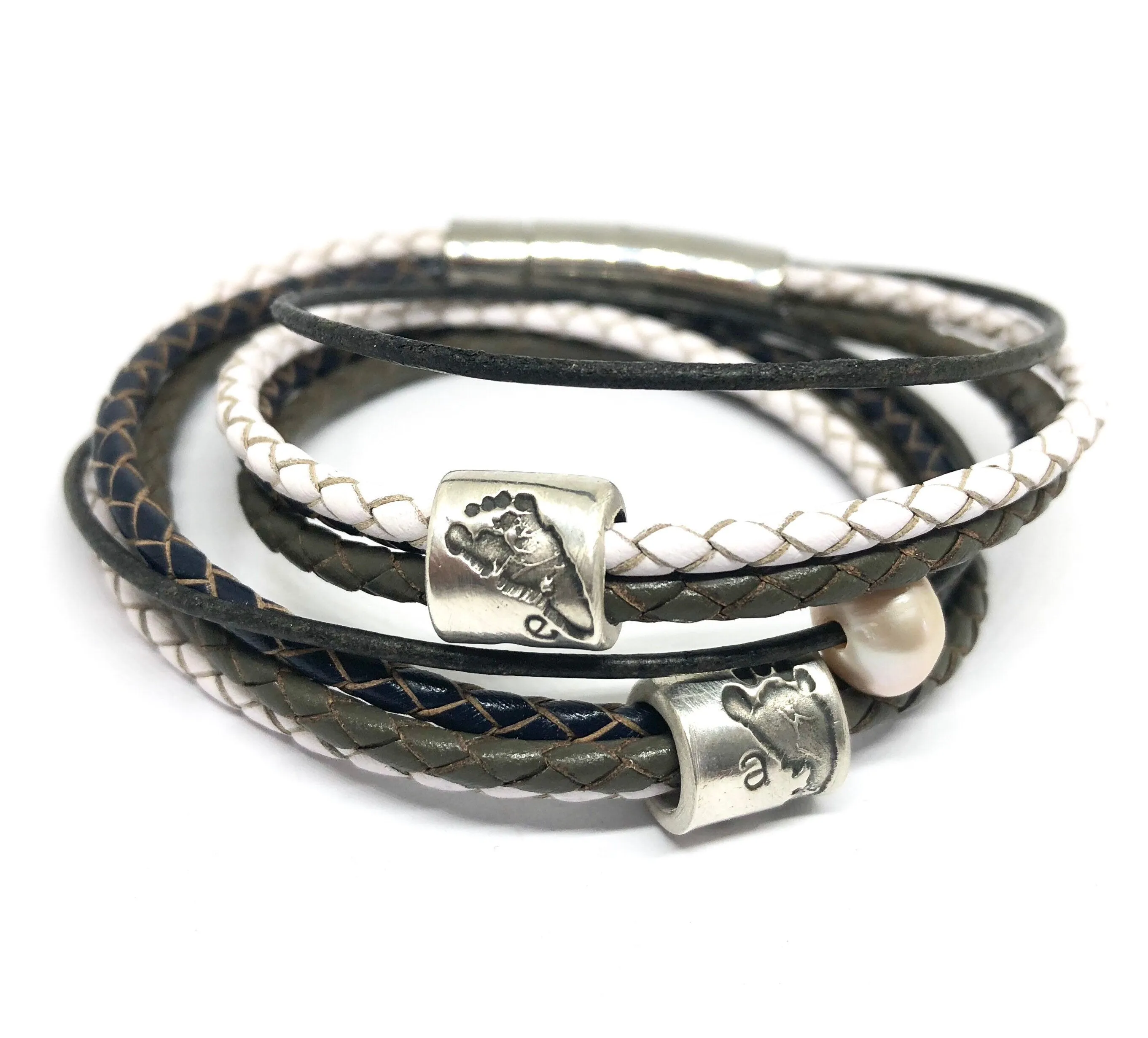 Silver Foot Print Bracelet, New Mum Bracelet, Bracelet Femme, Mothers day Gift
