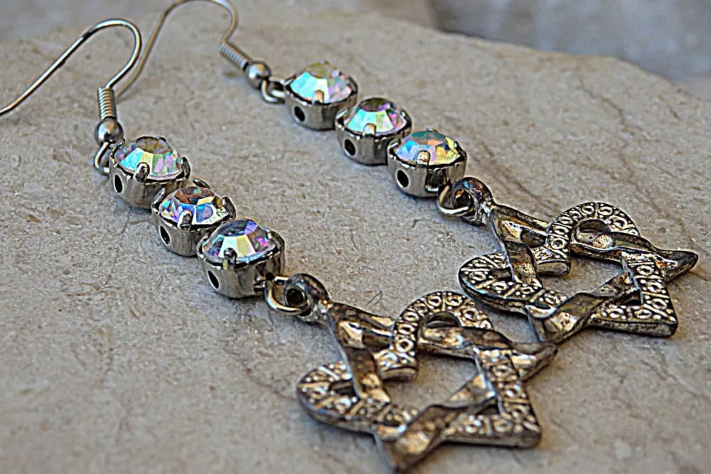 Star of David Heart Earrings
