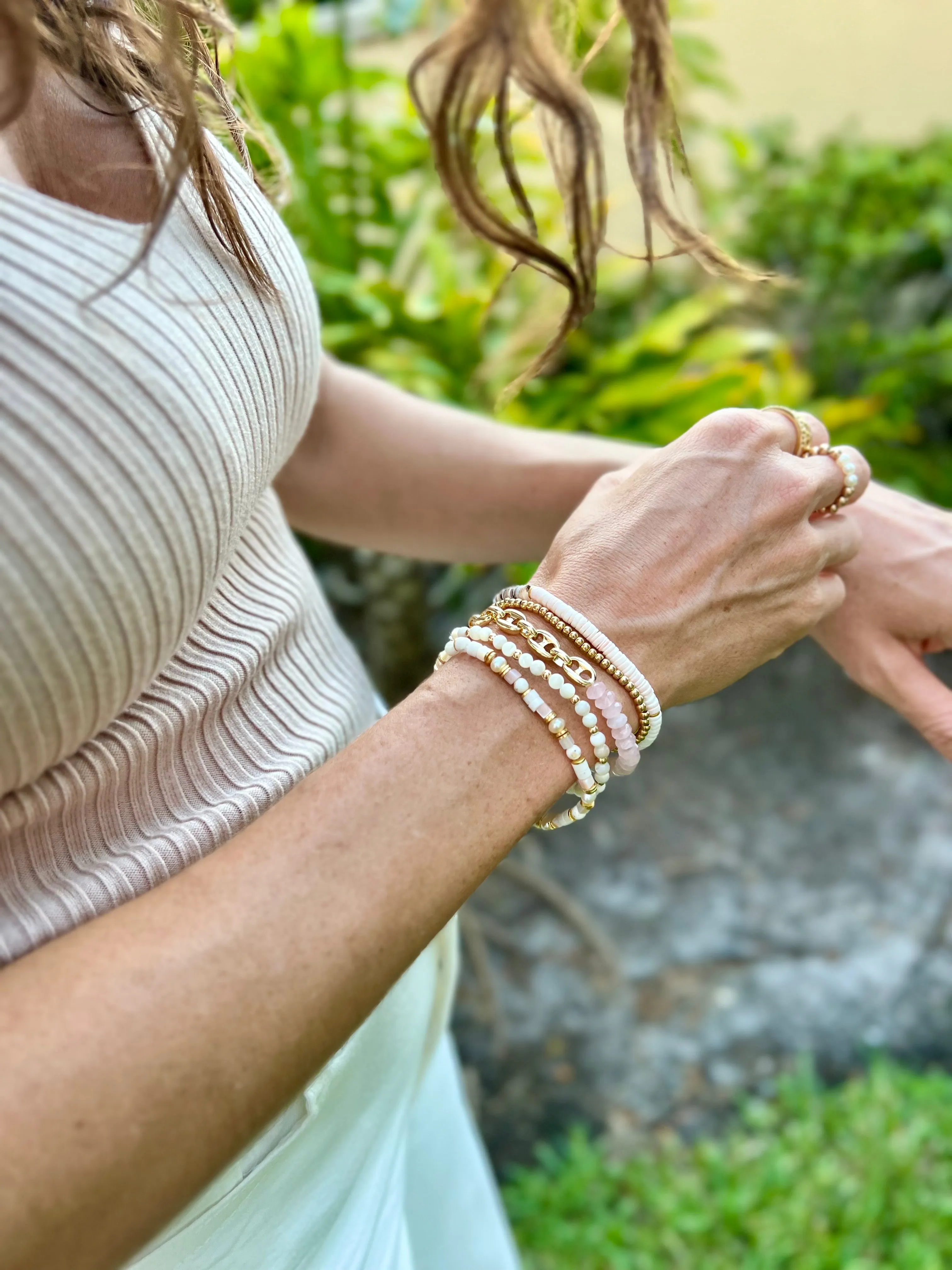 STONE/CHAIN STRETCH BRACELET